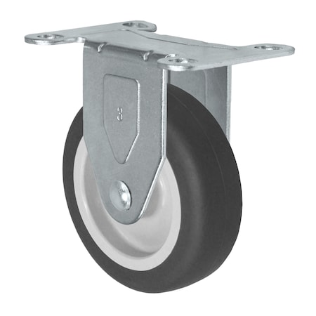 Caster; 5x1 Rigid Fork; 5x1 Thermoplastic Rubber Wheel, Gray; 5/16 Pla